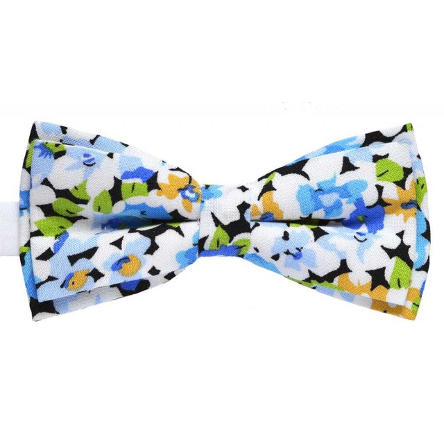 Papion alb cu model floral colorat 1634